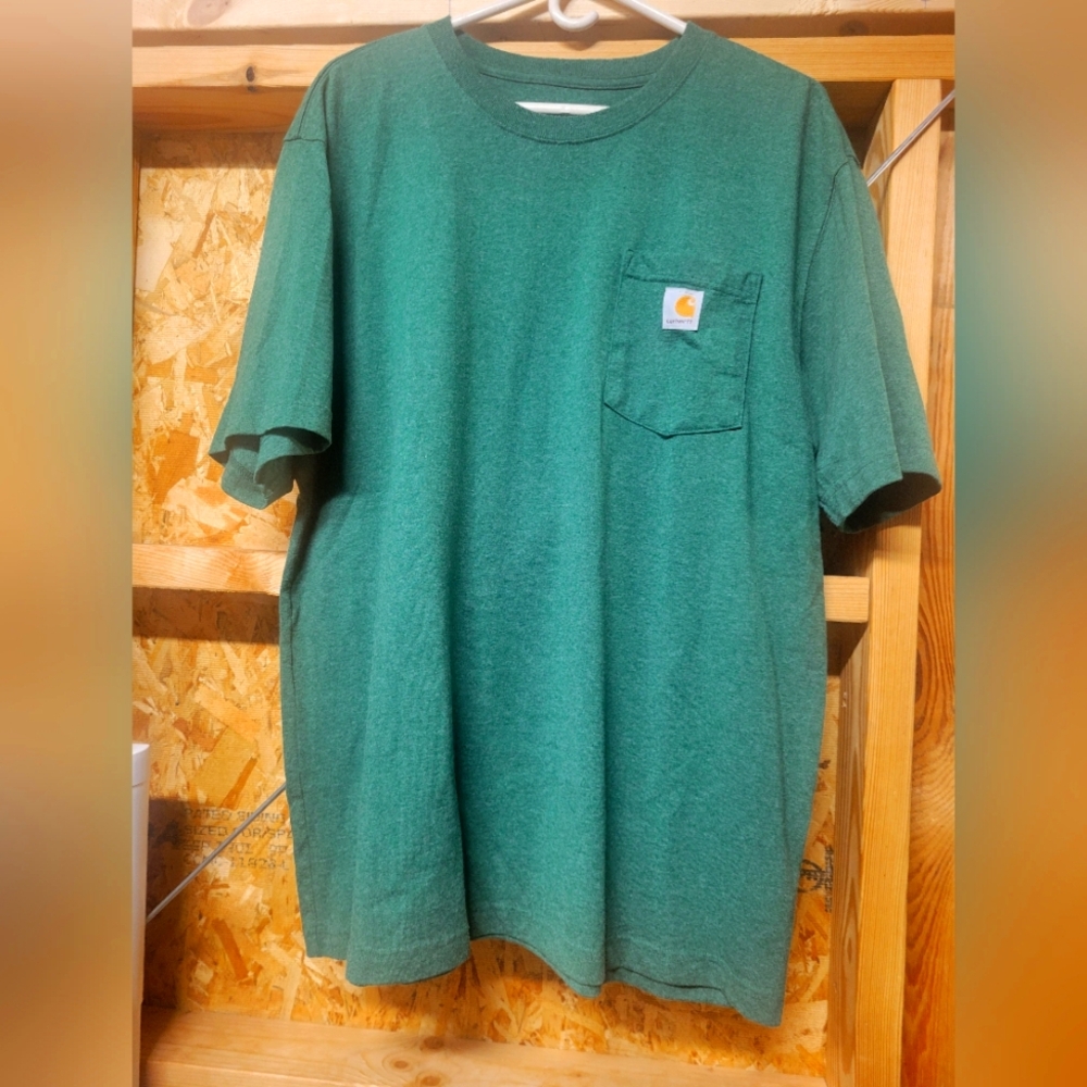 Carhartt Green Short Sleeve Pocket Tee  Mens Size‎ Large Loose Fit
